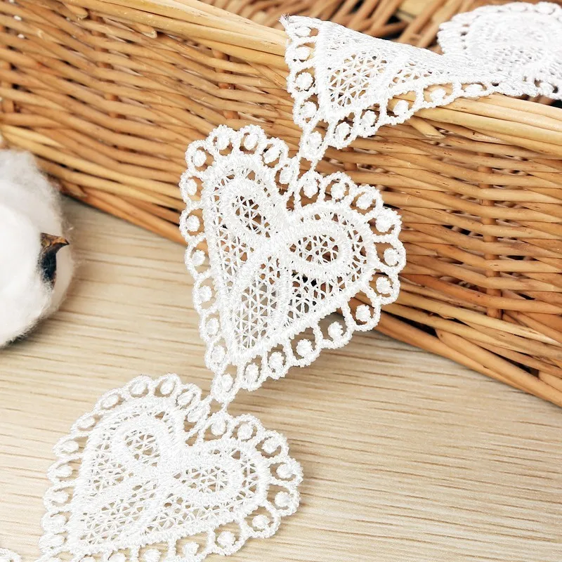 Lace Trim edge Embroidery heart Butterfly diy white for children's wear Clothing Accessory 1 Yard/lot