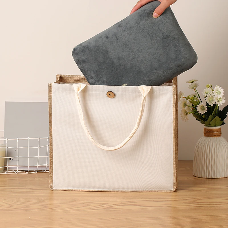 New linen handbag solid colour simple gift bag fashionable versatile shopping bag tote bag