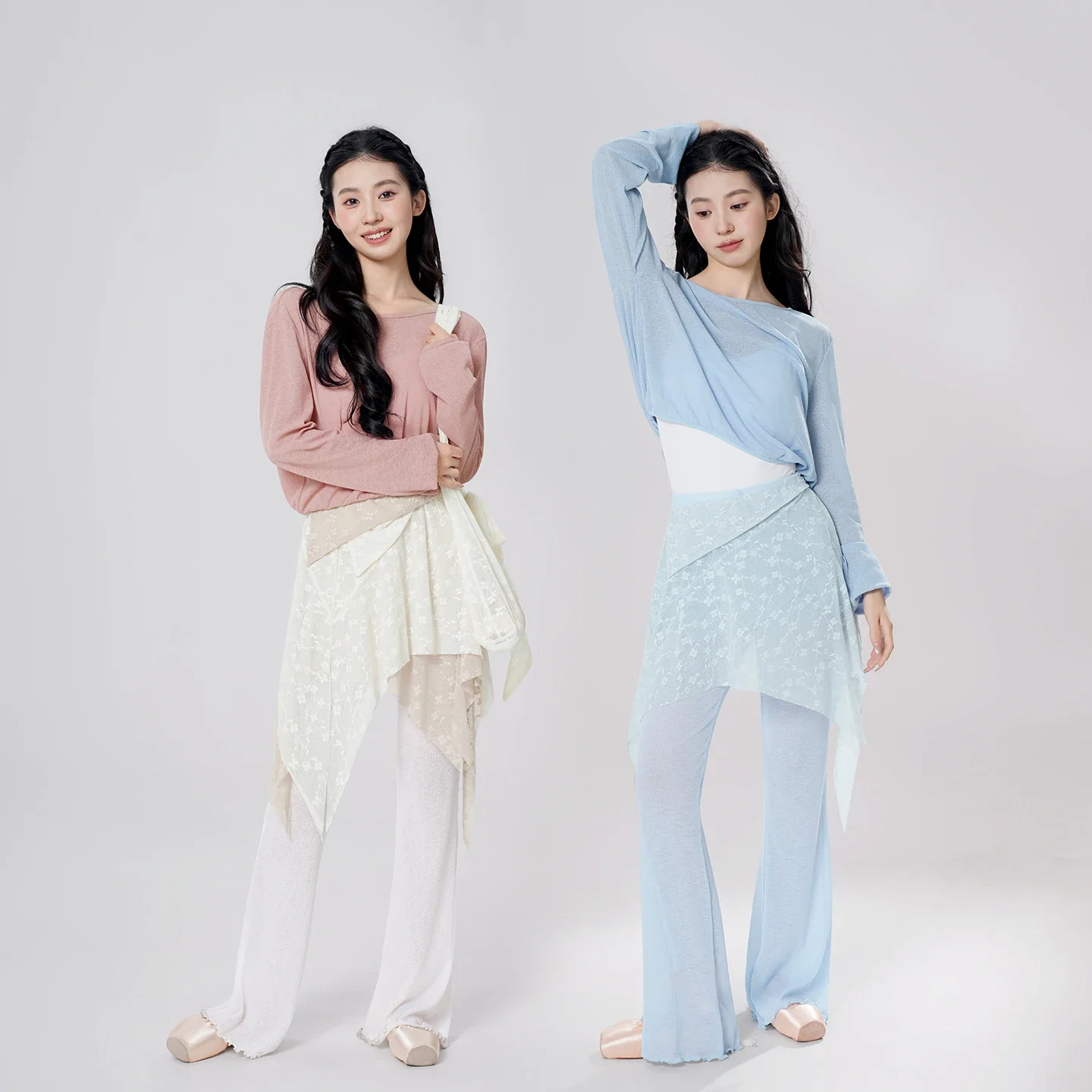 قميص باليه ملفوف بأكمام طويلة، قميص رقص كلاسيكي للنساء، ملابس ممارسة الخريف المعاصرة