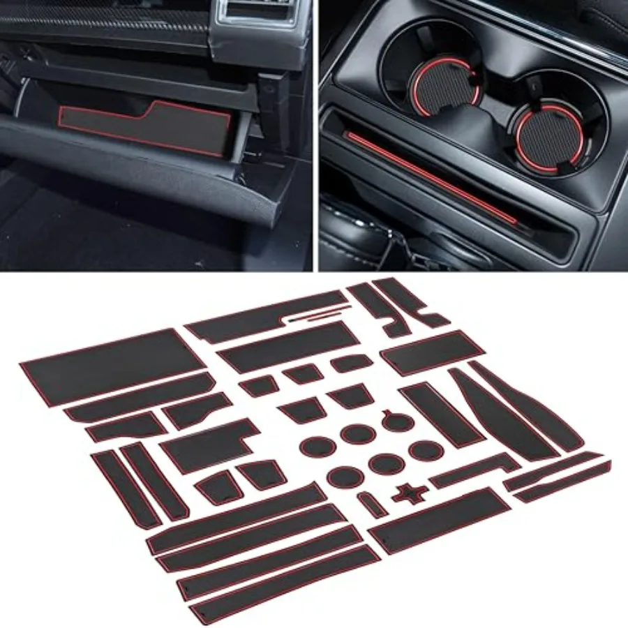 

for Ford F150 Accessories 2021 2022 2023 2024 2025 Non-Slip Cup Holder Insert Center Console Shifter Liner Trim Door Packet Mat