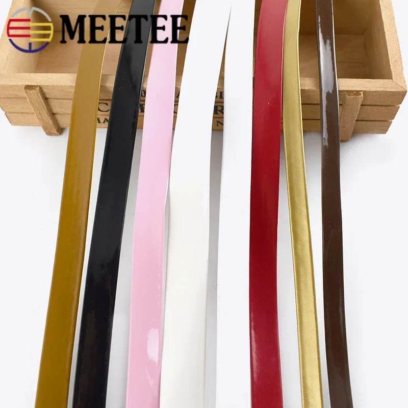 Meetee 5M 5-20mm PU Mirror Hemming Ribbon Leather Webbing Jewelry Decoration Rope DIY Headdress Bead Clothes Edge Accessories