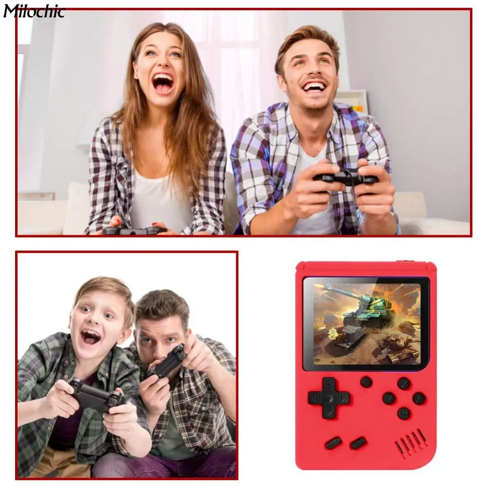 Konsol Video Game Genggam Retro Bawaan 500 Pengendali Game Genggam 8-Bit 3.0 Inci Layar LCD Output AV Pegangan Pemutar Video