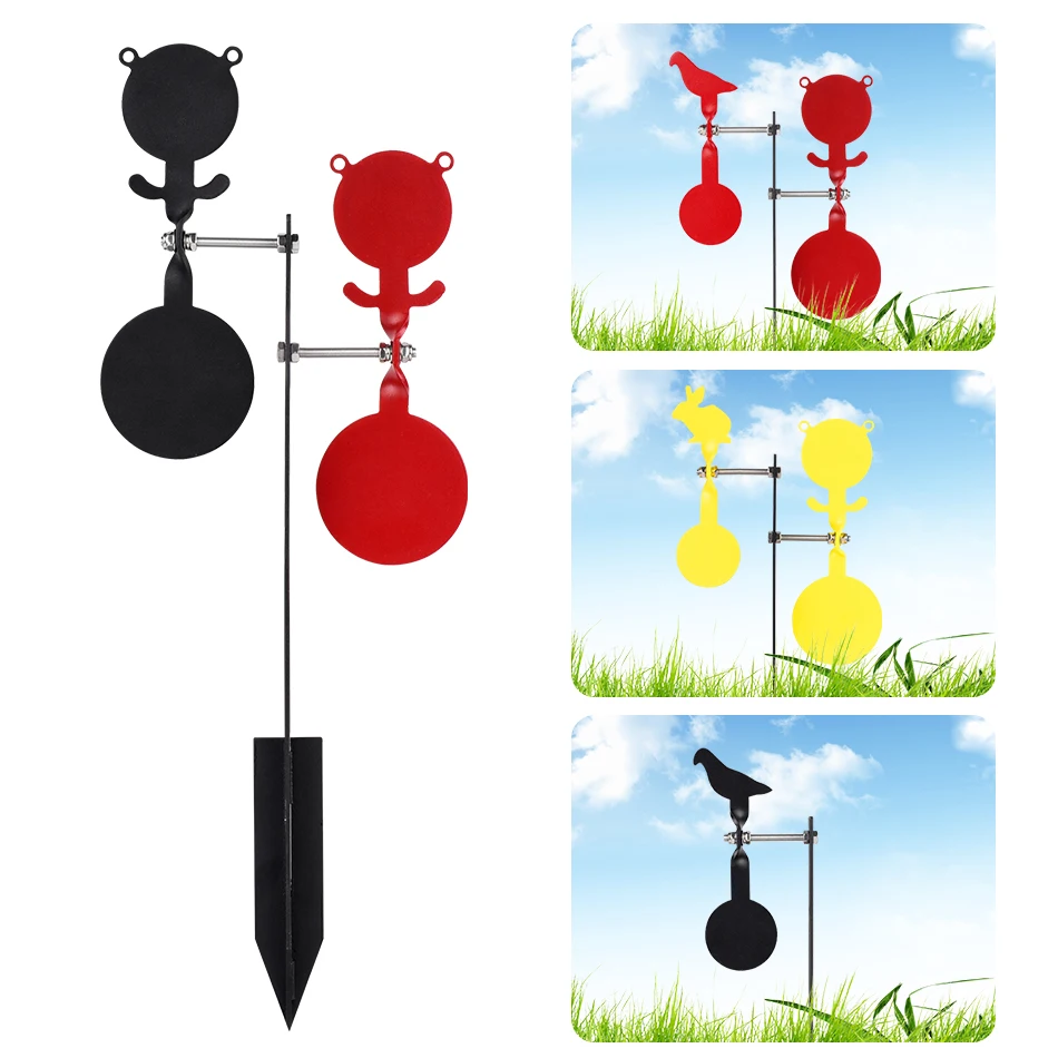 360 graden draaibaar schietdoel, dubbel beren-vormig grondpenetrerend doel, ijzeren doelstandaard, geschikt voor katapult/speelgoedluchtpistool