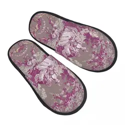 Toile De Jouy House Slippers Women Cozy Memory Foam Vintage French Slip On Hotel Slipper Shoes