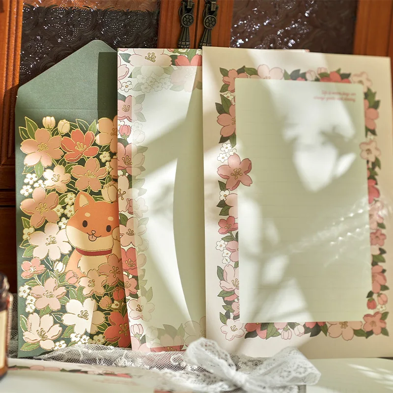 9Pcs Korean Cute Bear Rabbit Envelope Writing Paper Set