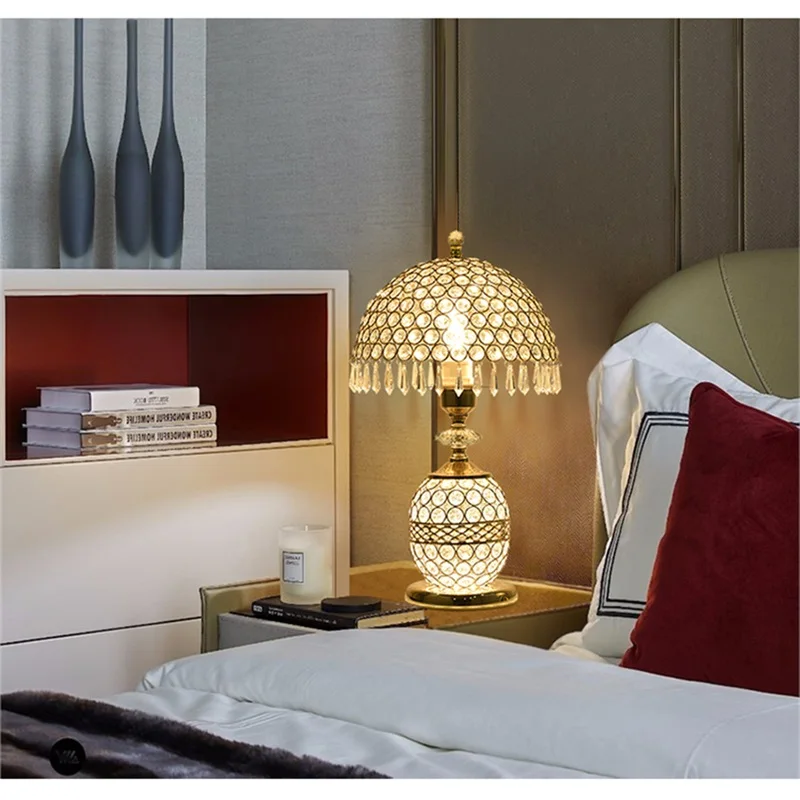 Modern Crystal Table Lamp Dimmer luxury With Remote Control For Home Modern Creative Light bedside