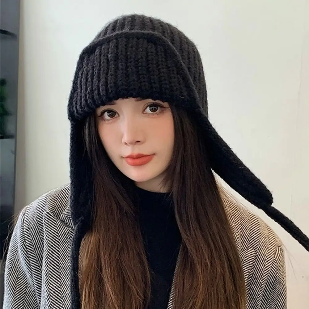 

Модная утолщенная зимняя вязаная шапка, теплая ветрозащитная шапка, защита ушей, повседневные шапочки, женская кепка