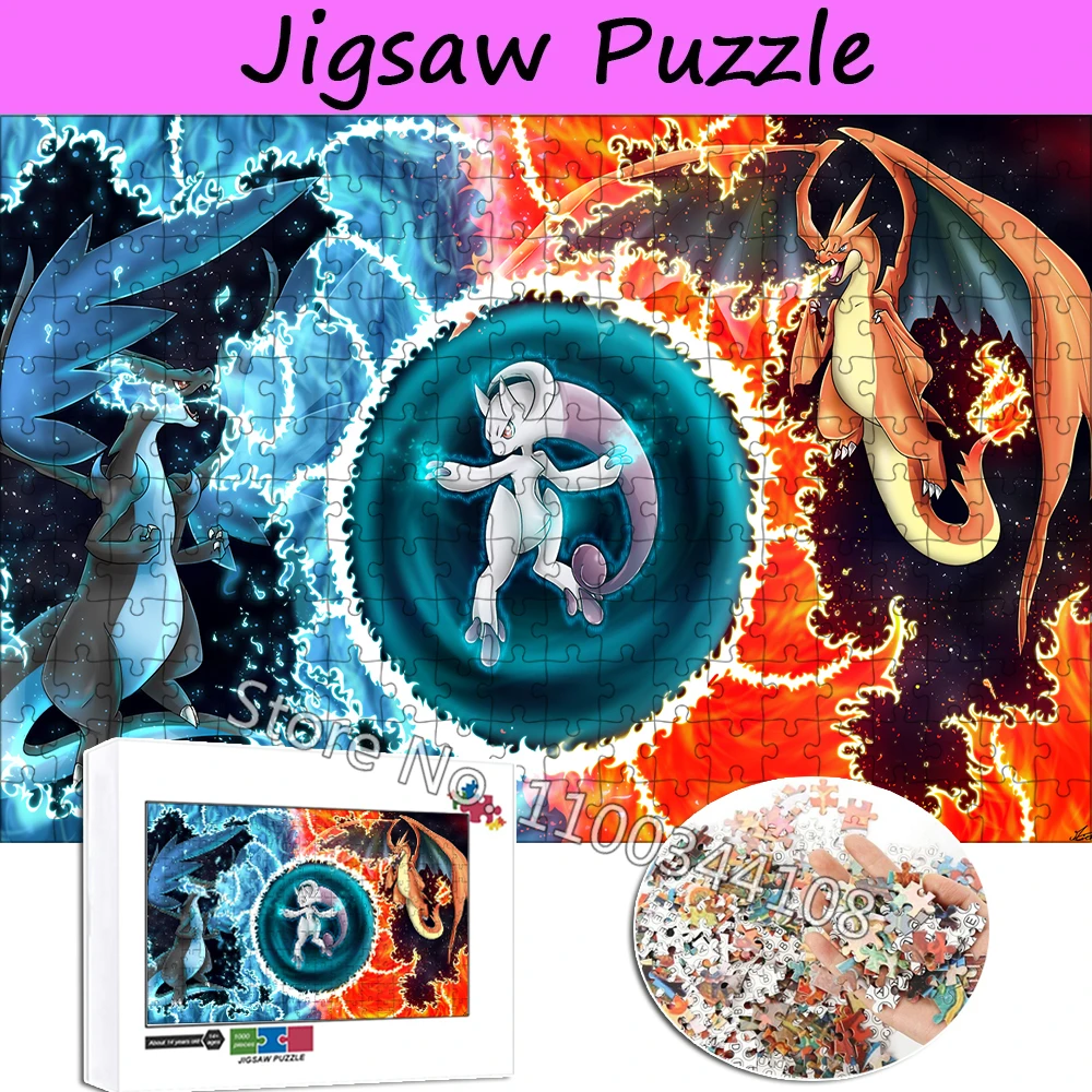 

300/500/1000 шт., головоломки с изображением покемонов, японского аниме, карманные головоломки с монстрами-чеармандами для детских интеллектных игр