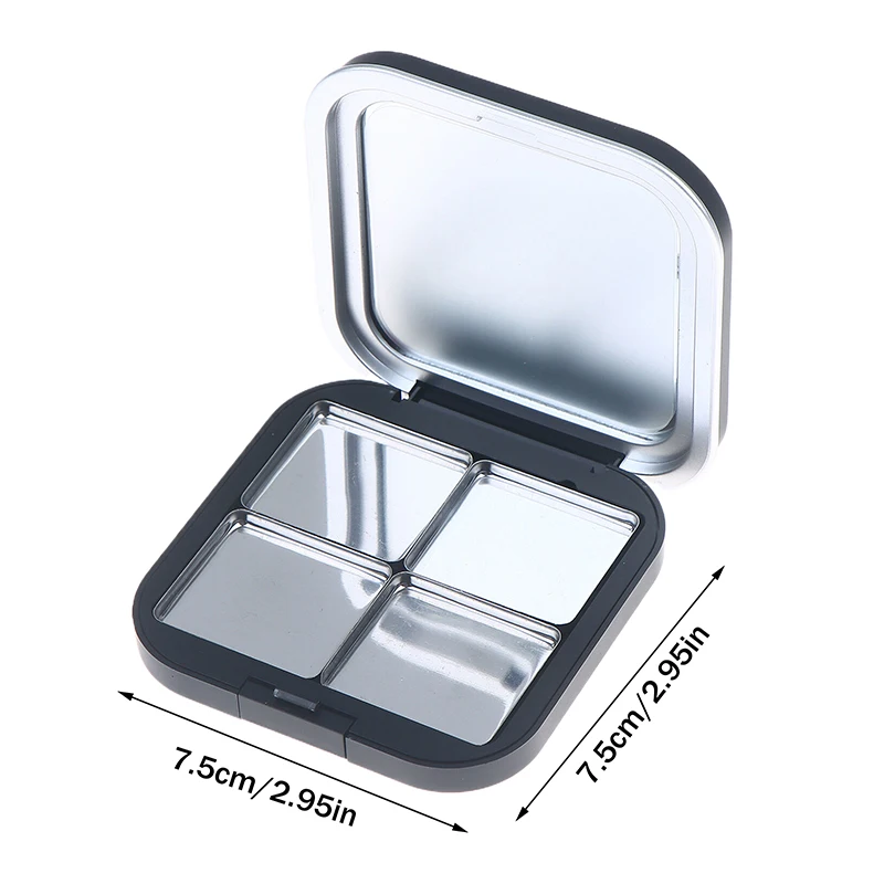 PP Empty Square Makeup Palette Magnetic Suction With Mirror Eyeshadow Blush Matte Black Box With Pan Cosmetic Blush Container