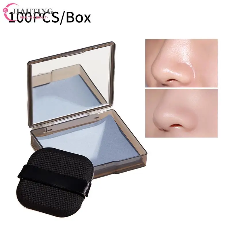 Double-sided Face Blotting Paper With Mirror Disposable Oil Control Oil-absorbing Paper Face Blotting Tissue Women Powder puff