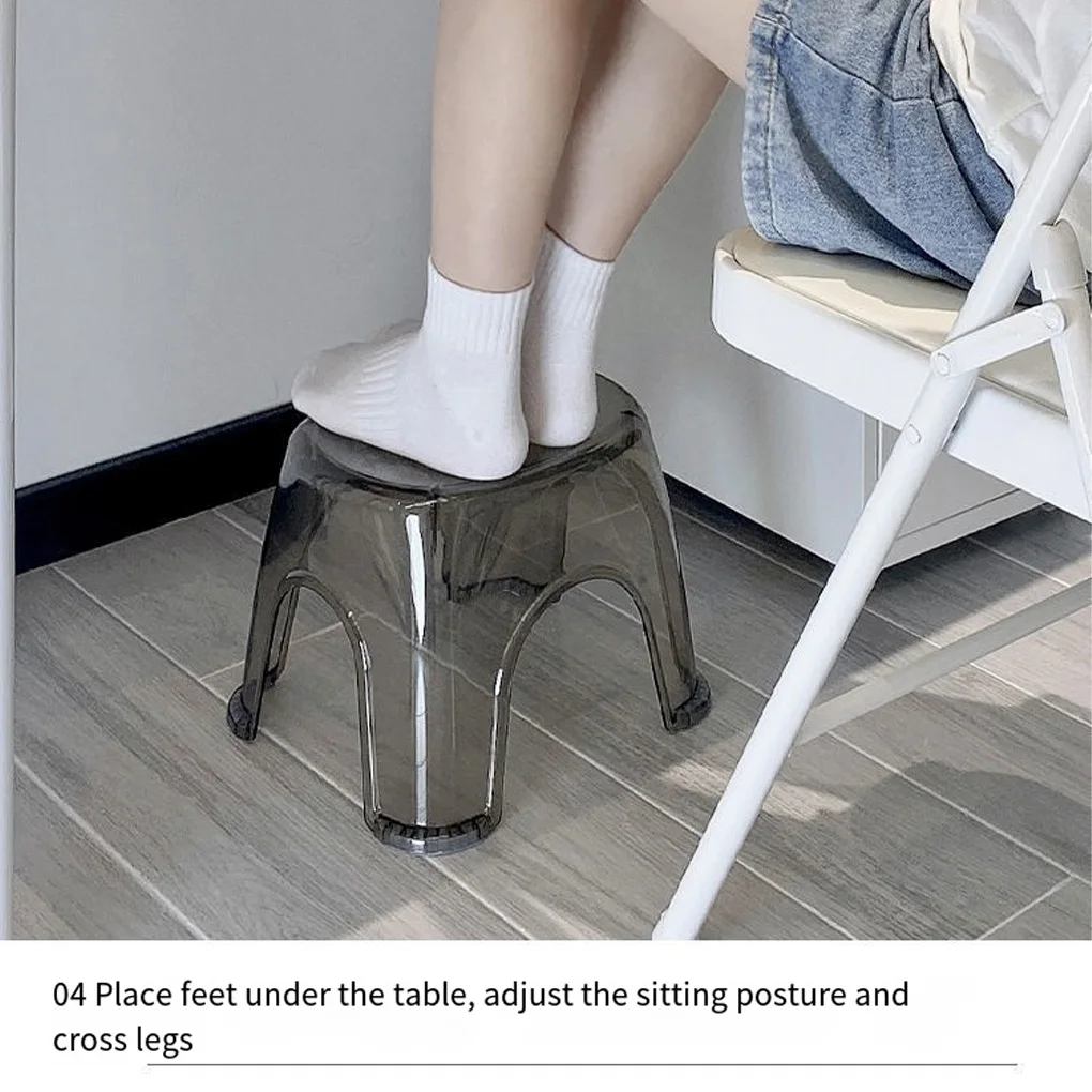 Ergonomic Foot Rest Adults Working Studying Relaxation Footrest Antislip Anti Crossing Legged Feet Stool Square Clear Grey