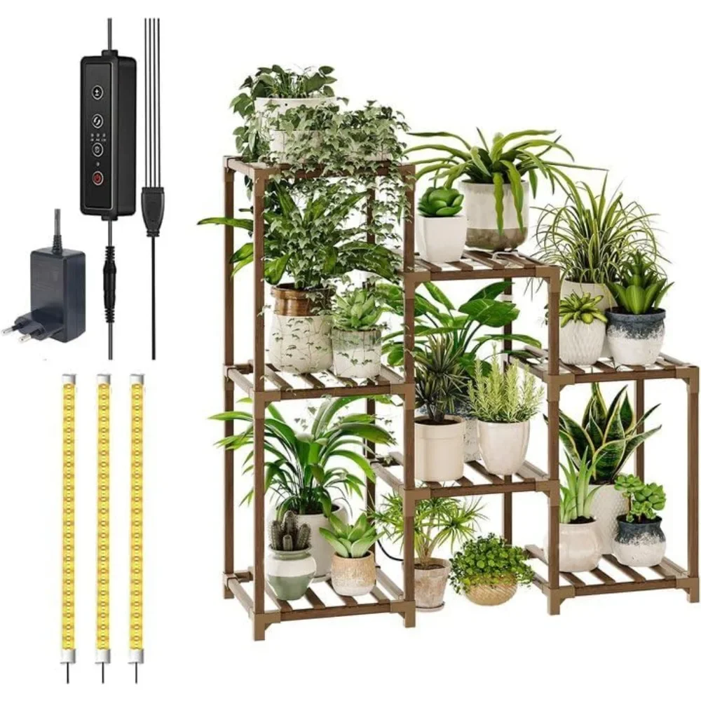 

Plant Stand with Grow Light Plant Shelf for Mutiple Pots 3 Tiers Ladder Plant Holder for Living Room Patio Boho Home Decor