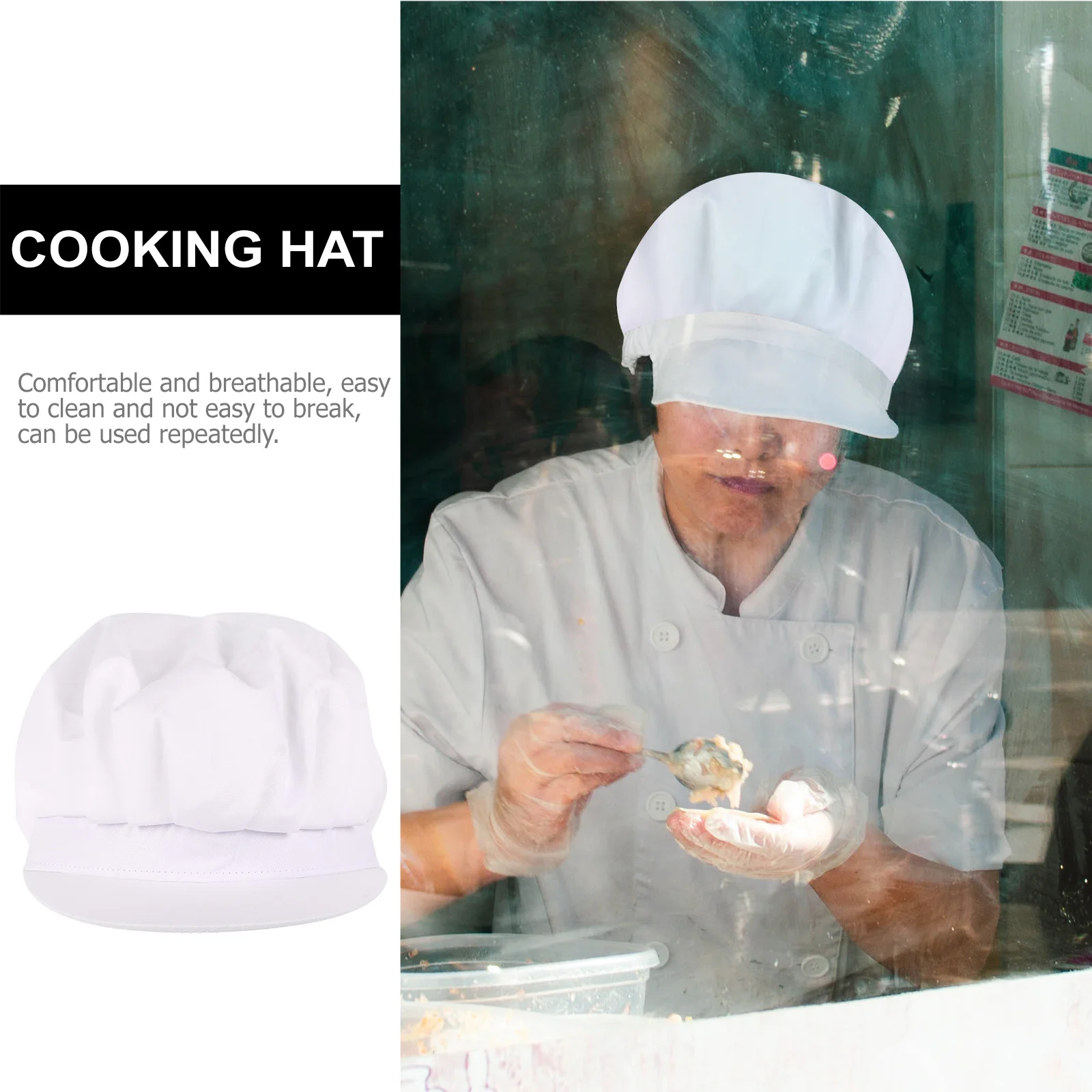 Comfortable Chef Hat Unisex Cooking Cap Breathable Work Hat Adjustable for Men Women Long Serving Life Work Cap