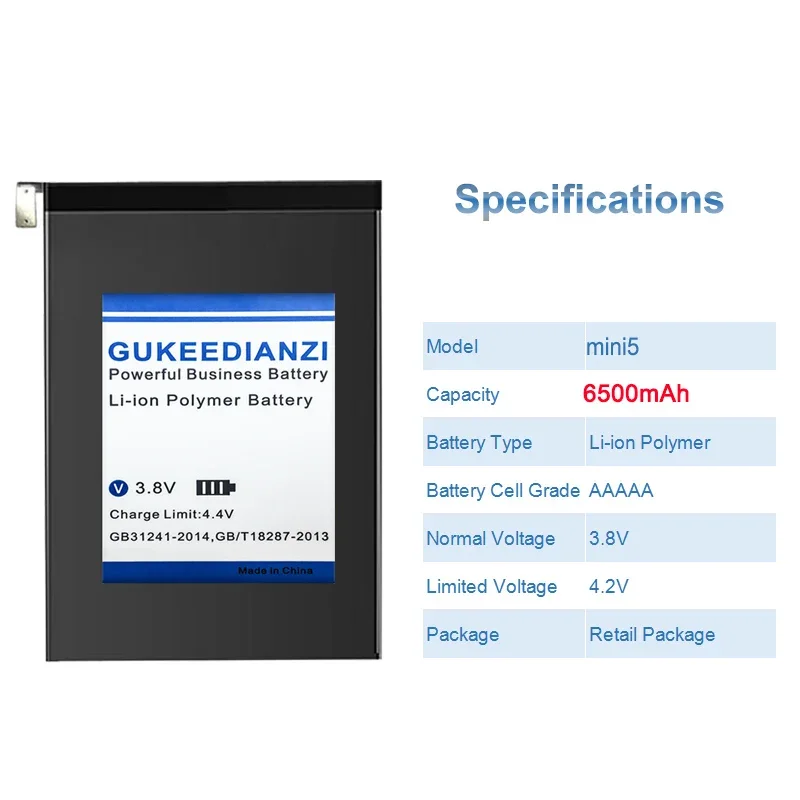 GUKEEDIANZI Replacement Battery Mini5 6500mAh For Apple IPad Mini 5 A2133 A2124 A2125 A2126 Batteries + Free Tools