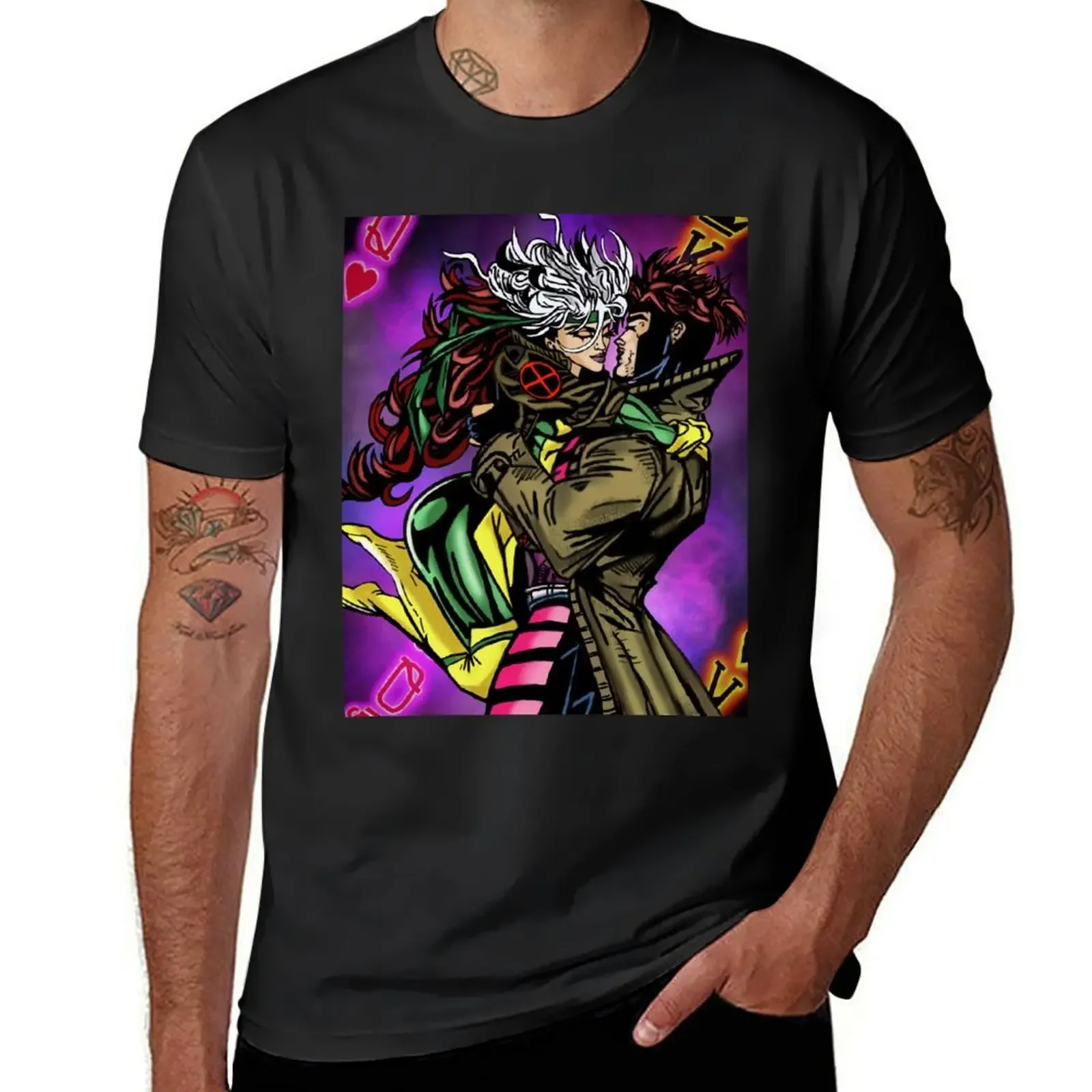 Gambit and Rogue T-Shirt tops street wear plus size tops cheap stuff mens graphic t-shirts funny