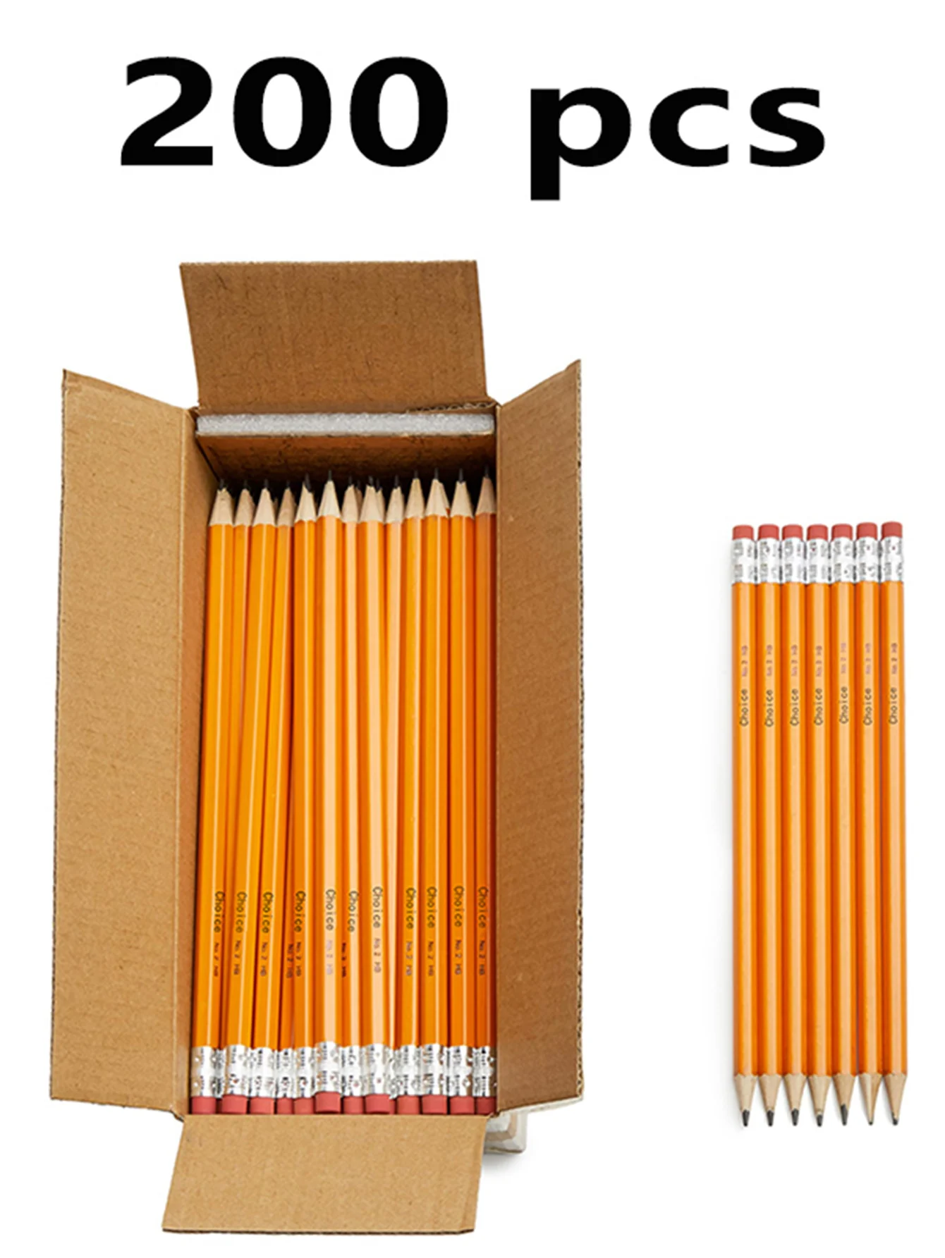 200Pcs HB Wooden Pencils with Erasers - Pre-sharpened for Writing Drawing and Sketching Ideal for Students and Office Supplies
