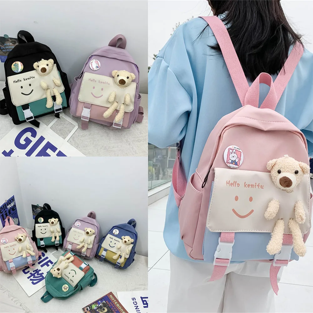 Personalized Name Boys Girls Bear Backpack Kids Cartoon Kindergarten Lightweight Schoolbag Children's Day Gift Bear Backpacks