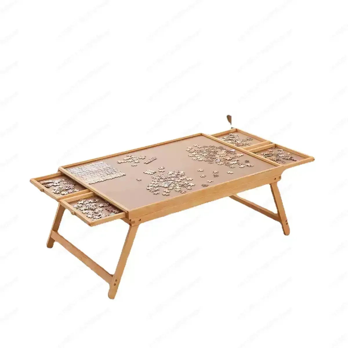 803-Good Conditional Wooden Puzzle Table 4-Drawer Classification Storage Folding Storage Table Suitable for 1500 Pieces - view 2