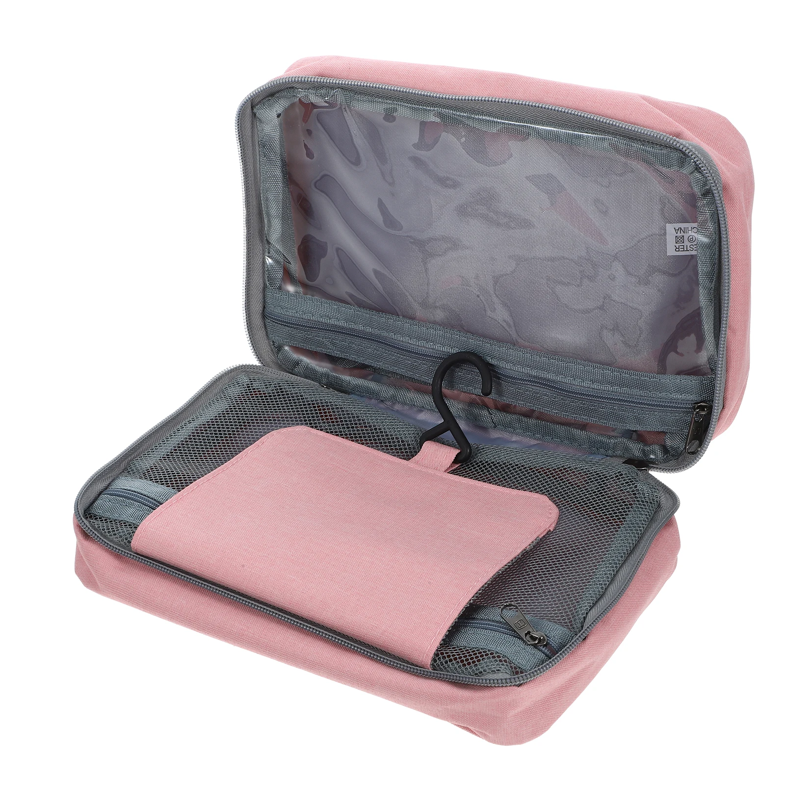 

Pink Foldable Travel Makeup Bag Large Waterproof Toiletry Bag Portable Pvc Zipper Dry Wet Separation Women Cosmetics Storage