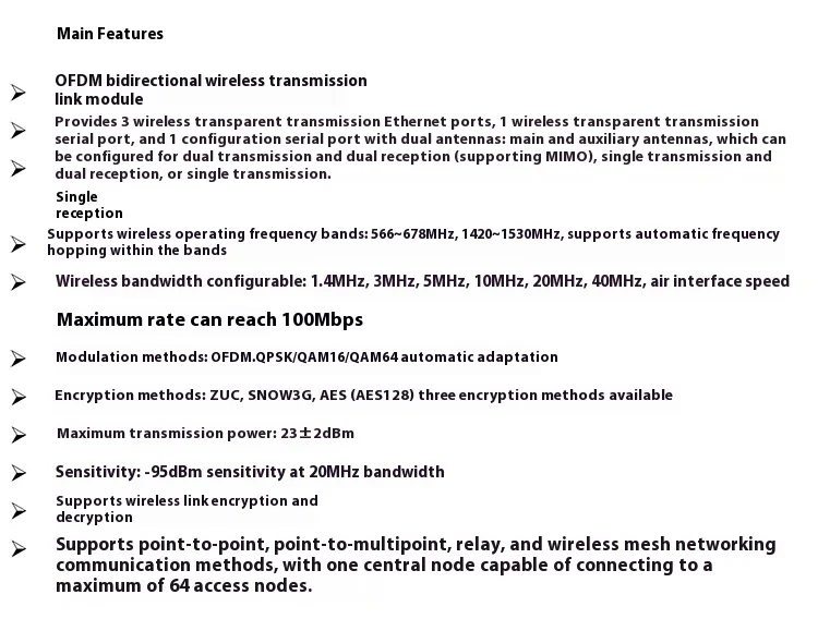 100M Bandwidth OFDM Image Data Integrated Drone Wireless Ad Hoc Network Image Transmission Module