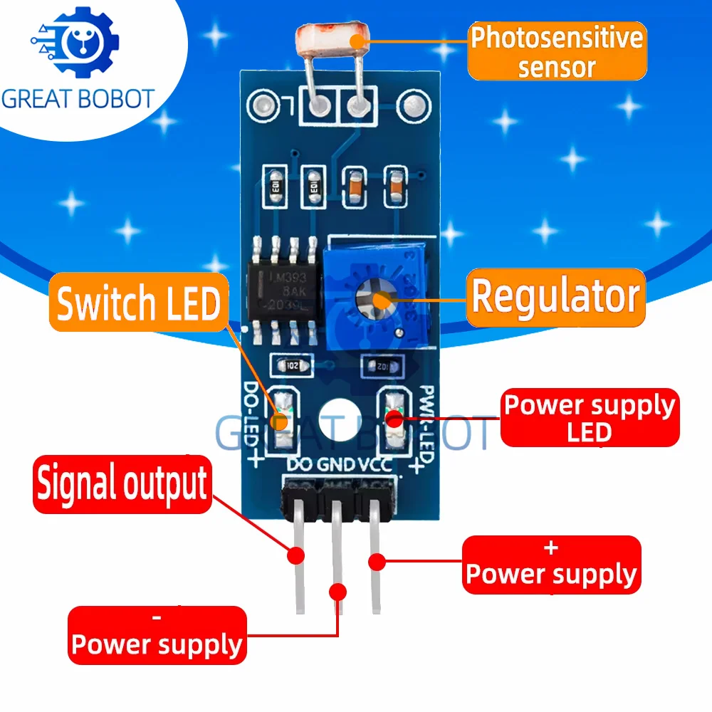 BS Photosensitive brightness resistance sensor module Light intensity detect New For Arduino