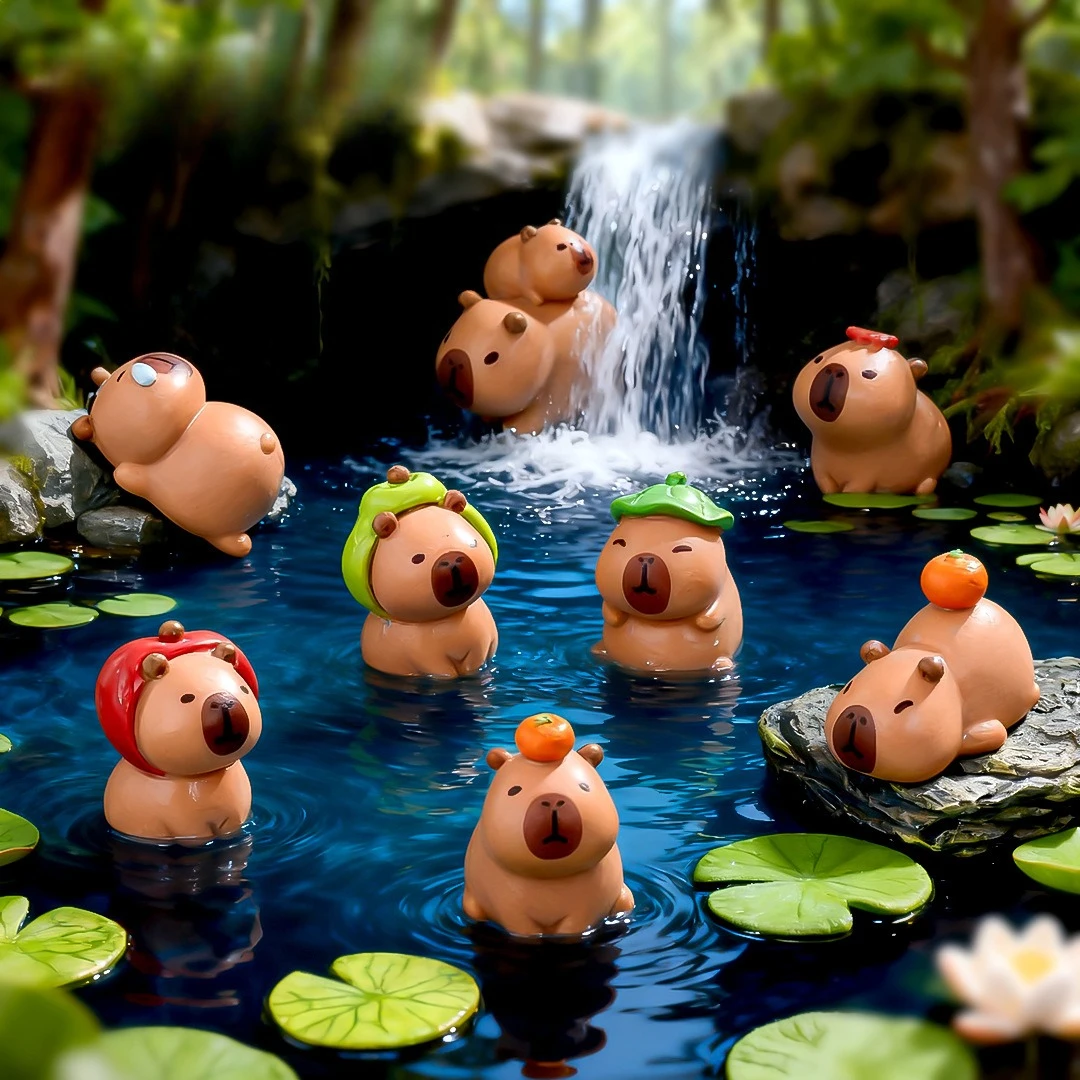 16pcs New Miniature Capybara Mini Kapibare Action Figures Capybara Model Home Decoration Kids Gift DIY Micro Landscape Ornament