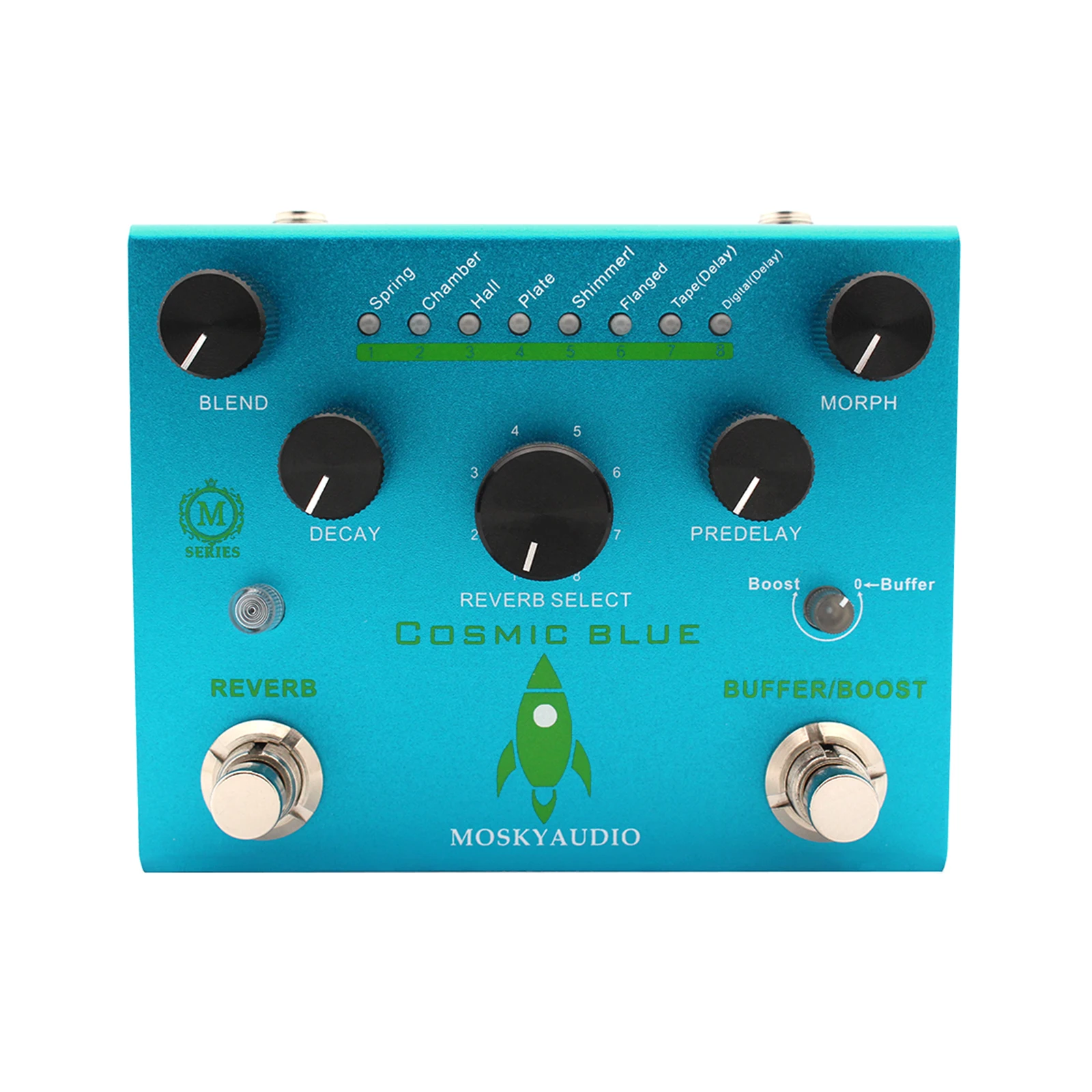 

MOSKYAudio Guitar Effect Pedal Digital Reverb with Buffer/Booster Reverberation Guitar Pedal Dual Footswitch Reverb Pedal