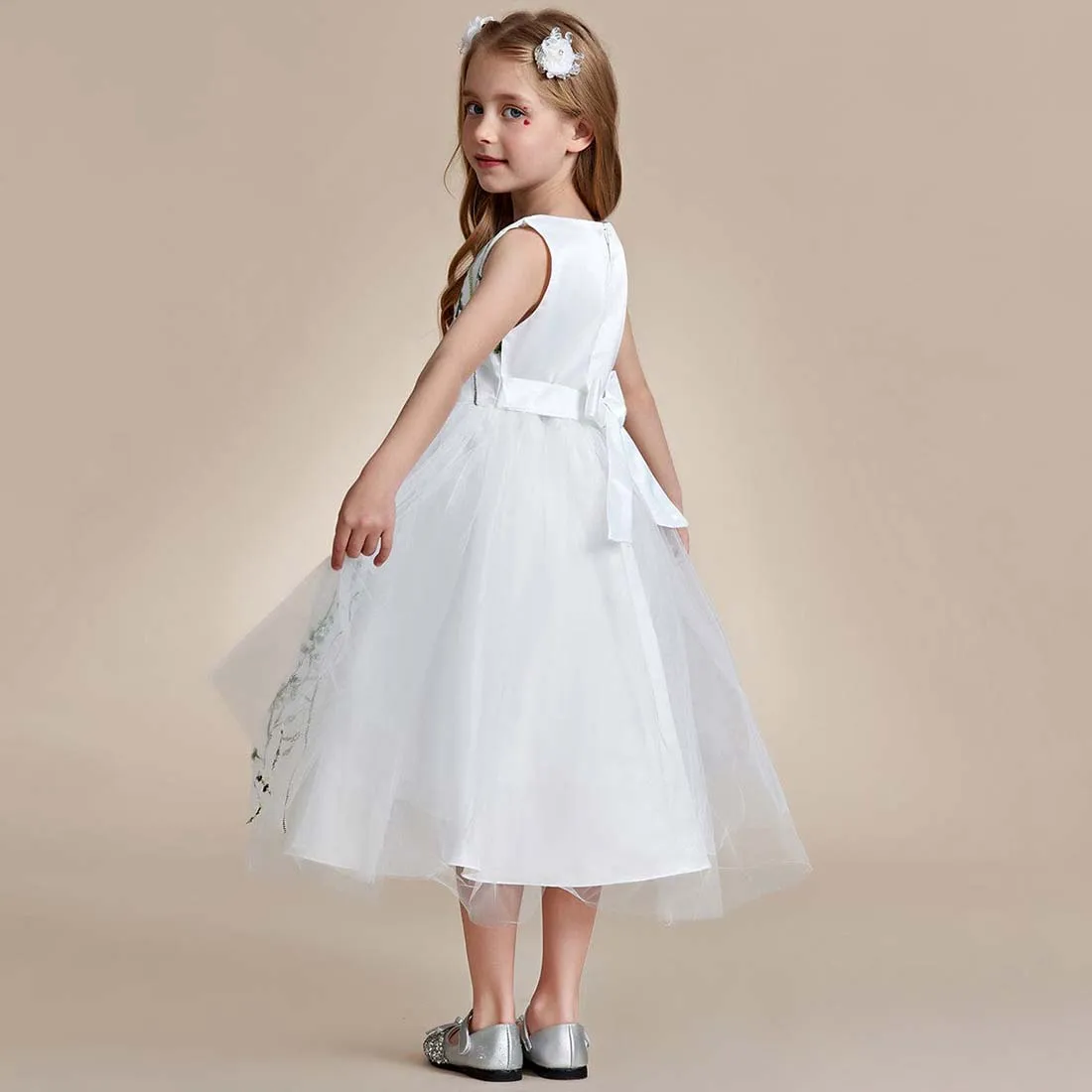 YZYmanualroom Embroidered Tulle Sleeveless Flower Girl Dress 2-15T