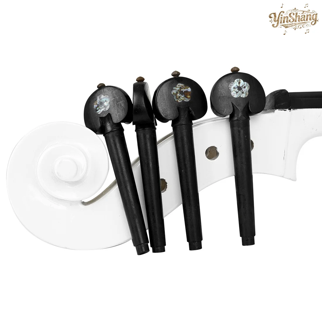 4 قطعة أوتاد سلسلة الأبنوس للتشيلو منحوتة يدويًا أذن البحر قذيفة الكمان ضبط مقبض التشيلو الملحقات #3