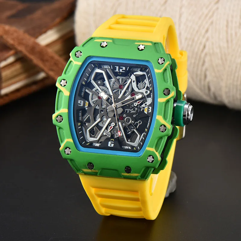 Foreign trade new men\'s watch wholesale color line hollow dial quartz watch simple fashion watch spot