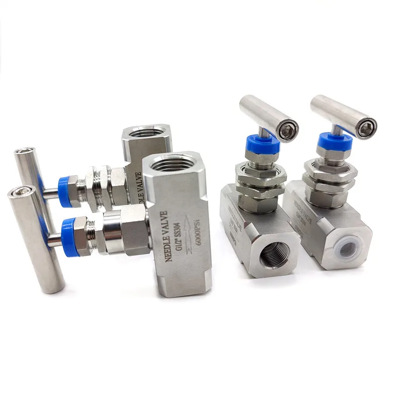 صمام لولبي Stainless Steel High Pressure Needle Valve 6000 PSI 1/4' 3/8' 1/2' Instrument Tube Through Board Type Female Thread Globe Valve الماء والبخار — تفصيل 3
