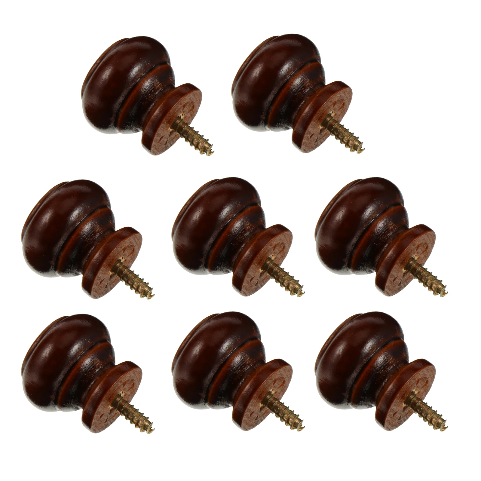 

8 Pcs Solid Wood Handle Knob Round Durable Door Knobs Cabinet Wardrobe Pulls Brown Color Easy Install Hardware
