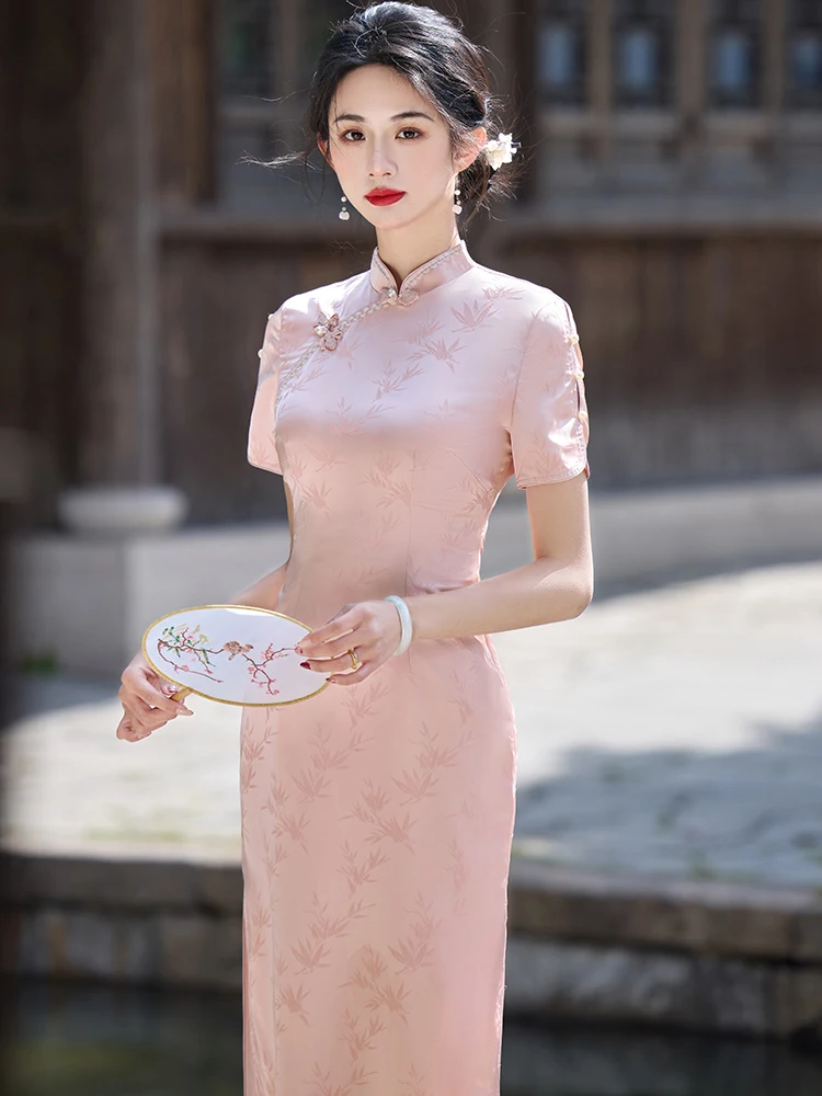 

Элегантное длинное платье для помолвки, повседневное, для похудения, из смесового полиэстера, с коротким рукавом, весенне-летнее.