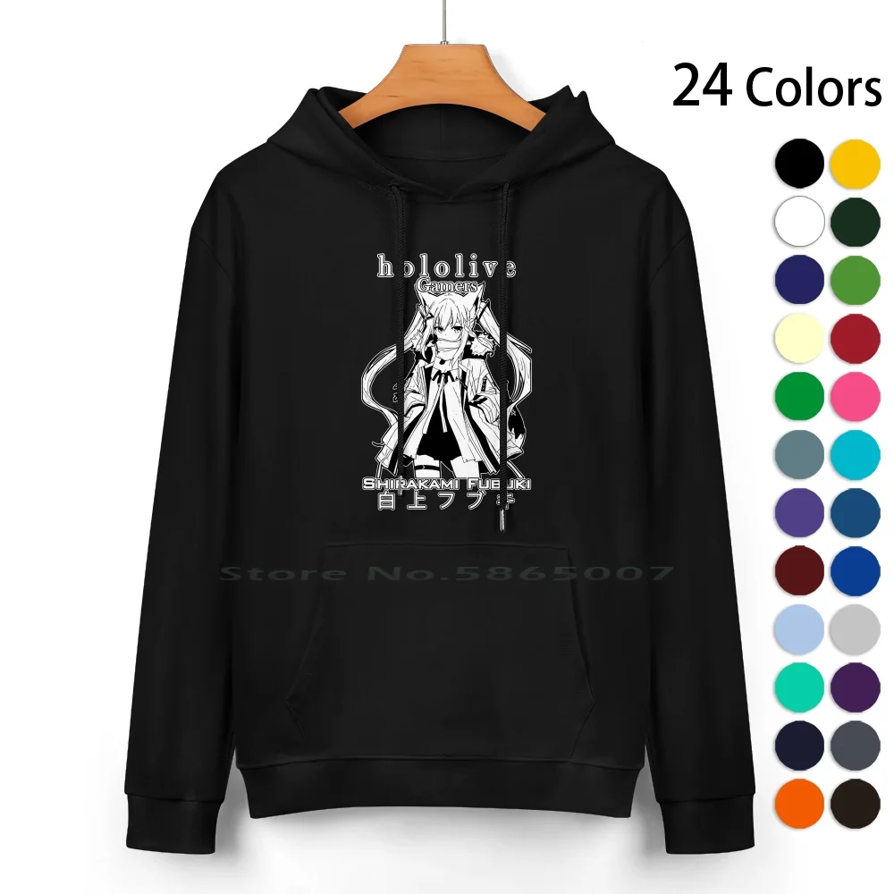 Shirakami Fubuki Gamers Hololive Pure Cotton Hoodie Sweater 24 Colors Shirakami Fubuki Hololive Fubuki 100% Cotton Hooded