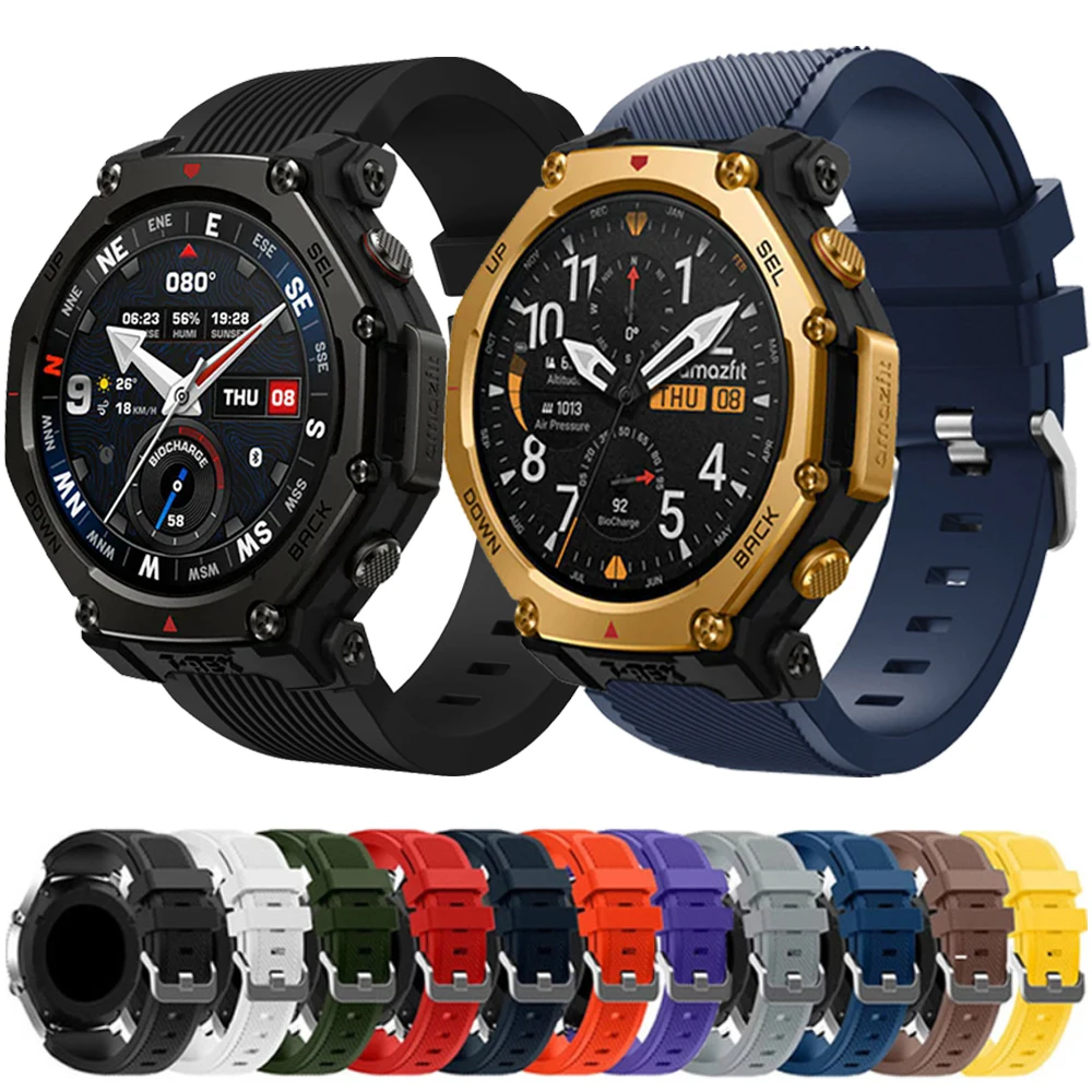 22mm Silicone Strap for Amazfit T-Rex3 Pro 48mm/GTR 47mm/Balance 2/Cheetah Round Wristband for Amazfit Stratos 2 3/Bip 6 Correa