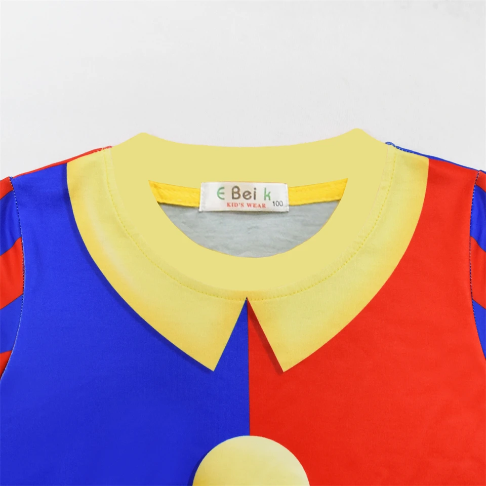 Digital Circus Striped Top Shorts Clown Kids Clothes Halloween Cosplay Performance Carnival Birthday Party Boys Girls Outfits