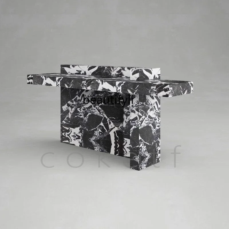 ss8350 Marble luxury stone home against the wall living room entrance table