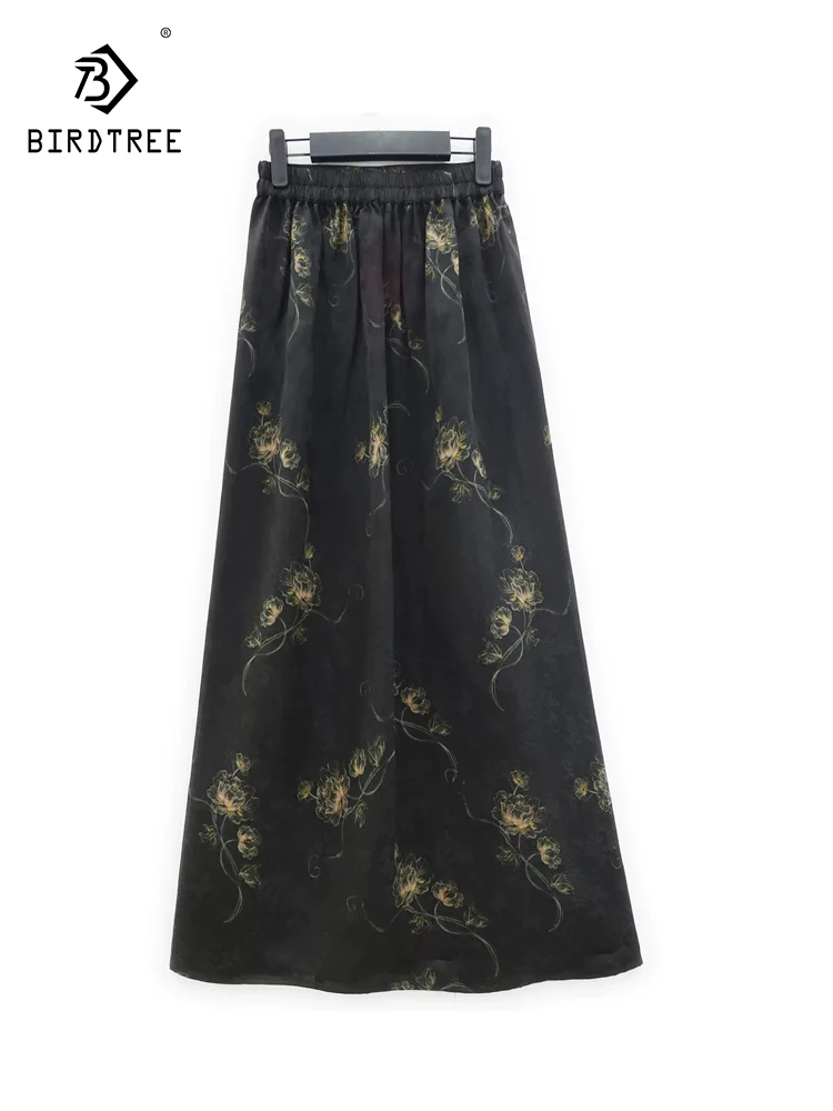 

BirdTree, 32MM Real Silk XiangYunSha Retro Skirt, Women Elegant Printed, Temperament Hip Wrap Skirt, 2024 Spring Summer B43615QC