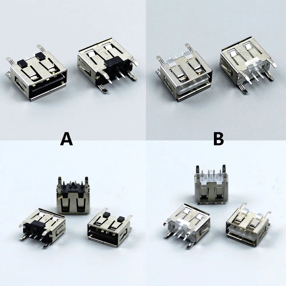 

10PCS NEW A Type Flat Angle 180 Degree Female USB 2.0 Jack PCB Connector Socket USB Jack Plug