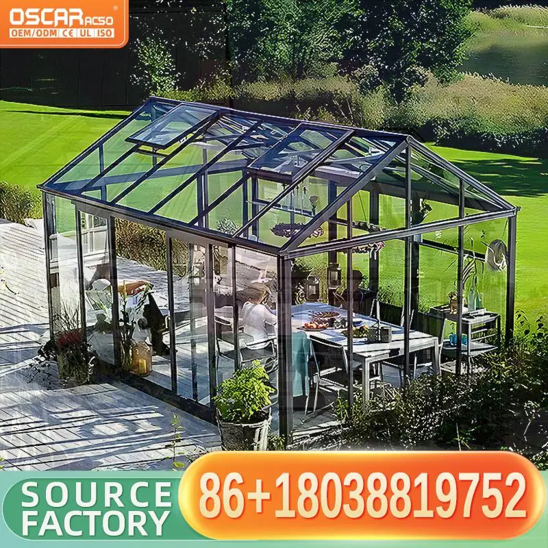 Véranda portable en aluminium à double vitrage pour jardin, patio ou cour arrière, garantie 1 an, taux de réachat élevé