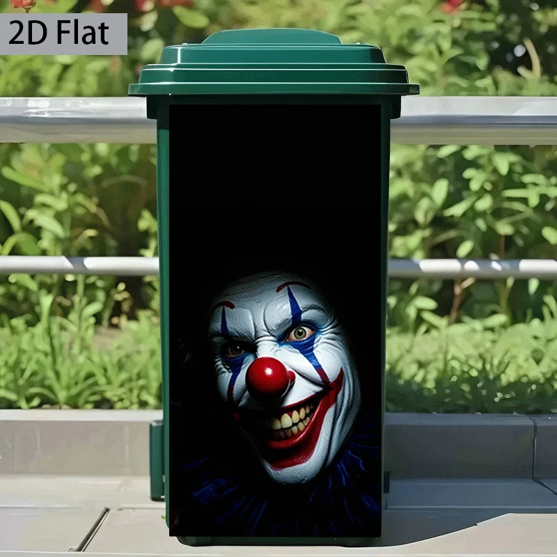 1pc Halloween Scary Clown Themed Trash Can Decal Wall Sticker, Ideal for Outdoor Trash Cans, Kitchen Walls, Walls and Home Decor