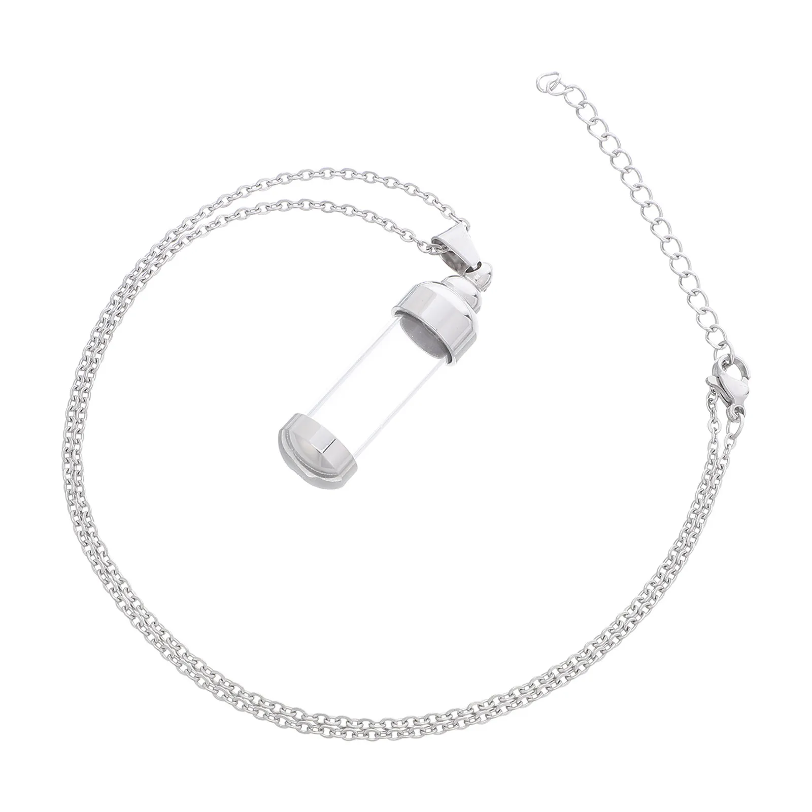 

Essential Oil Necklace Stainless Steel Glass Bottle Pendant Easy Refill Maintenance Comfortable Design All Day Wear