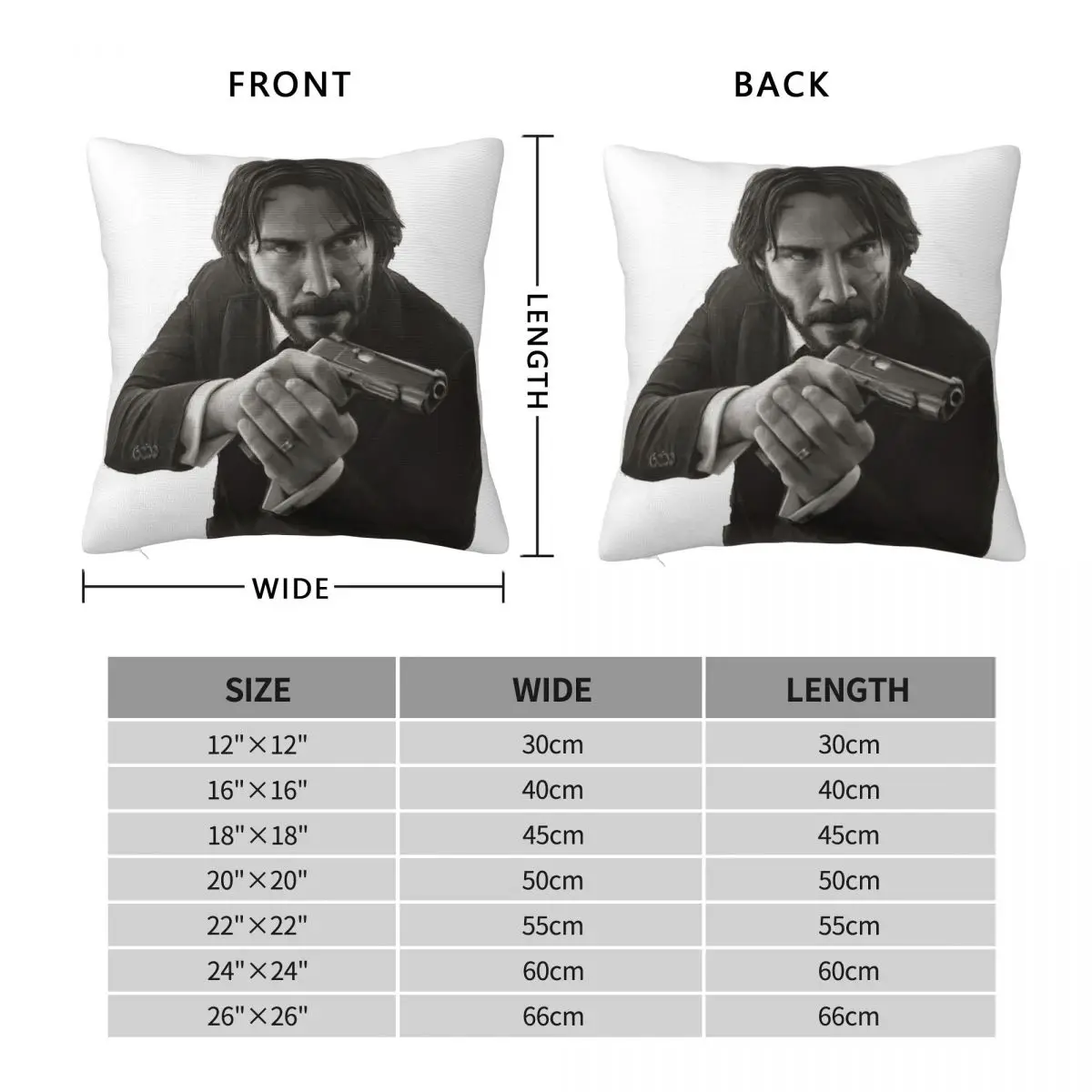 John Wick Square Pillowcase Polyester Linen Velvet Printed Zip Decorative Pillow Case Sofa Seater Cushion Cover