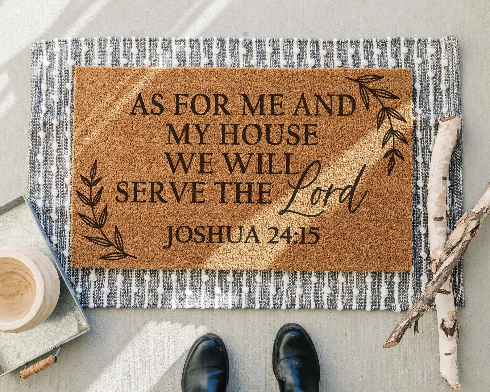 

As for Me and My House Doormat Customized Add Your Name Time Welcome Doormat Personalized Coir Non-slip Mats Housewarming Gift