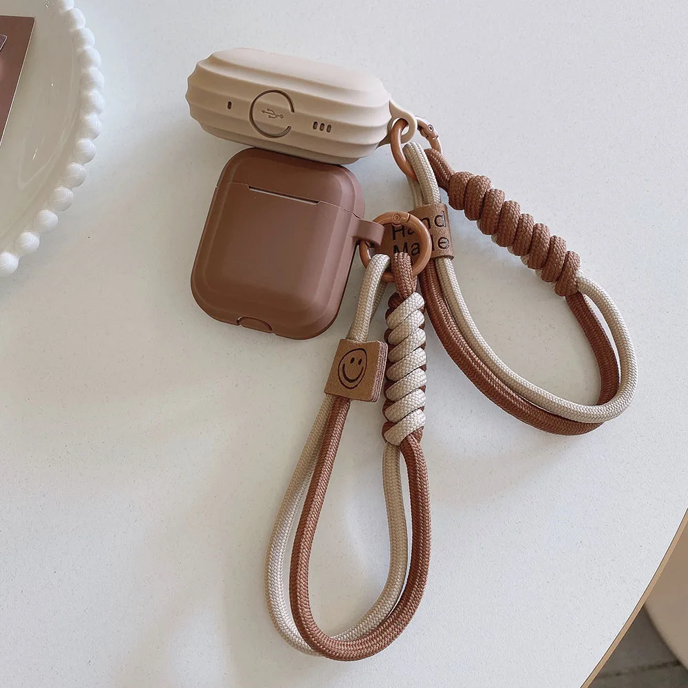 Coffee Brown Soft Silicone Case For AirPods 3/4/Pro 1/Pro 2 With Anti-Loss Strap Wireless Earbuds Protection Shell Accessories view 4