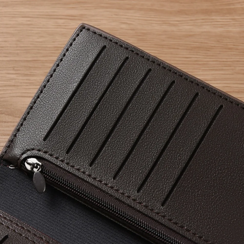 Portable Long Purse Frosted Splicing Wallet PU Leather Business Bifold Wallet Handbag Multifunction Men's Long Wallet Gift