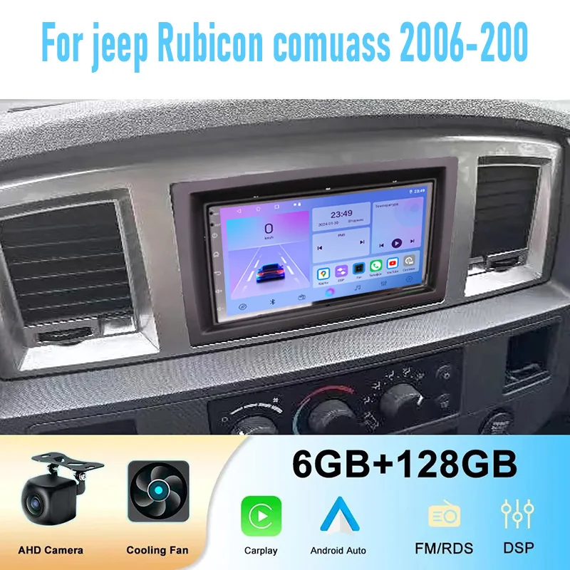 

7"4+64GB Car Radio For Jeep Rubicon Compass 2006-2007 Wireless Carplay Android 15 Auto GPS Navi Head Unit Reversing Image Video