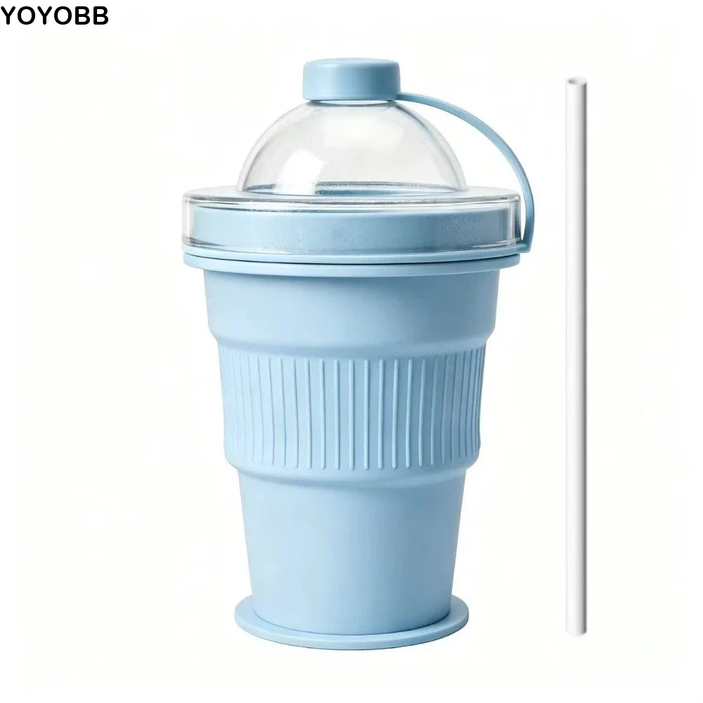Leak-proof Silicone Ice Ball Cup Food-Grade Built-in Straw Ice Sphere Maker Cup Easy Release BPA-free Ice Mold Drink Cup