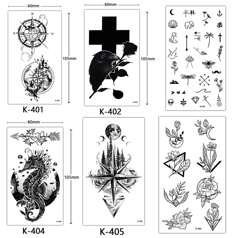 

Sketch Tattoo Stickers Waterproof Fake Tattoo Words English Alphabet Flower Butterfly Temporary Tattoos For Women Adult Man