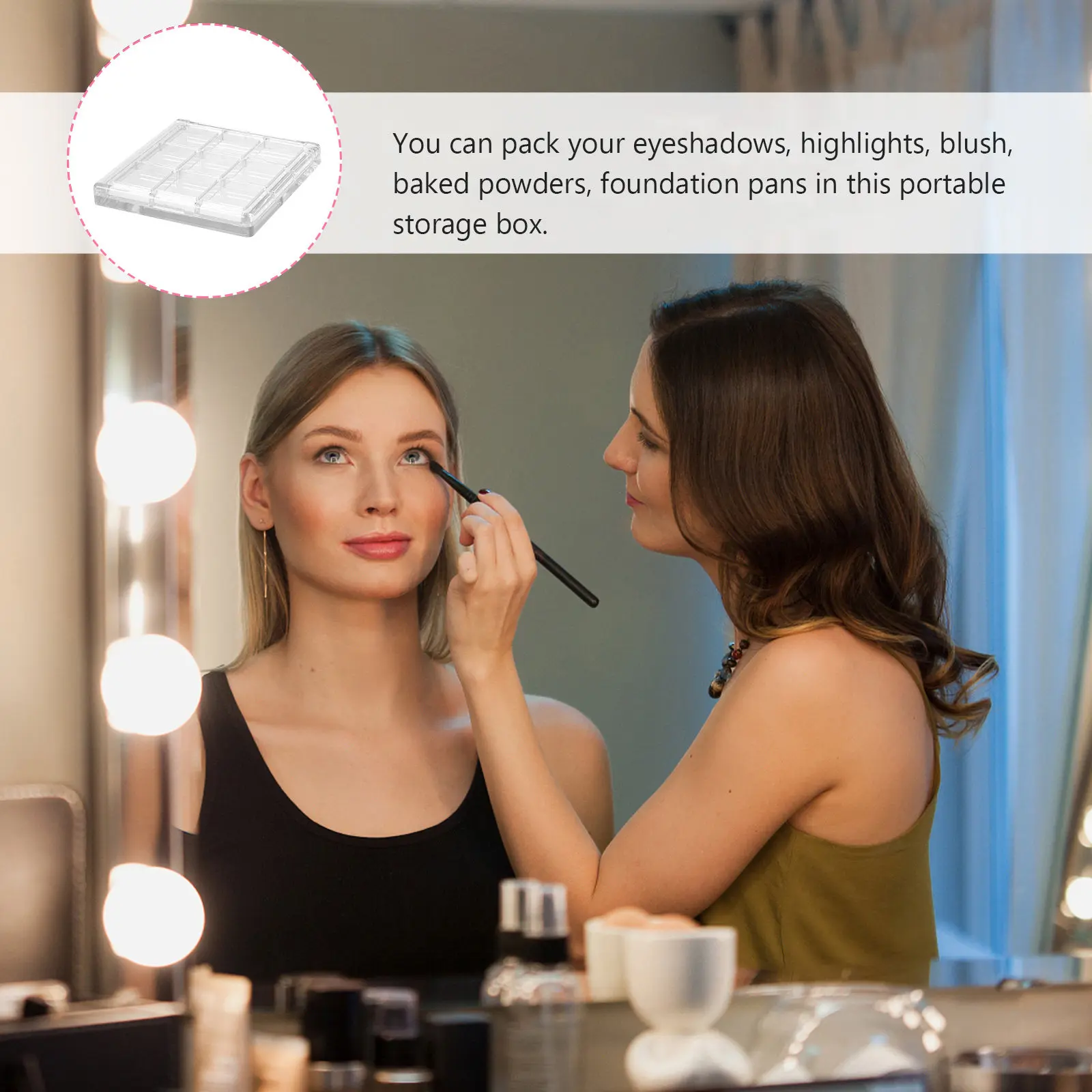 

Набор из 4 пустых палеток для теней, портативные контейнеры для макияжа, дорожный футляр для смешивания косметики, для пудры, тонального крема, румян